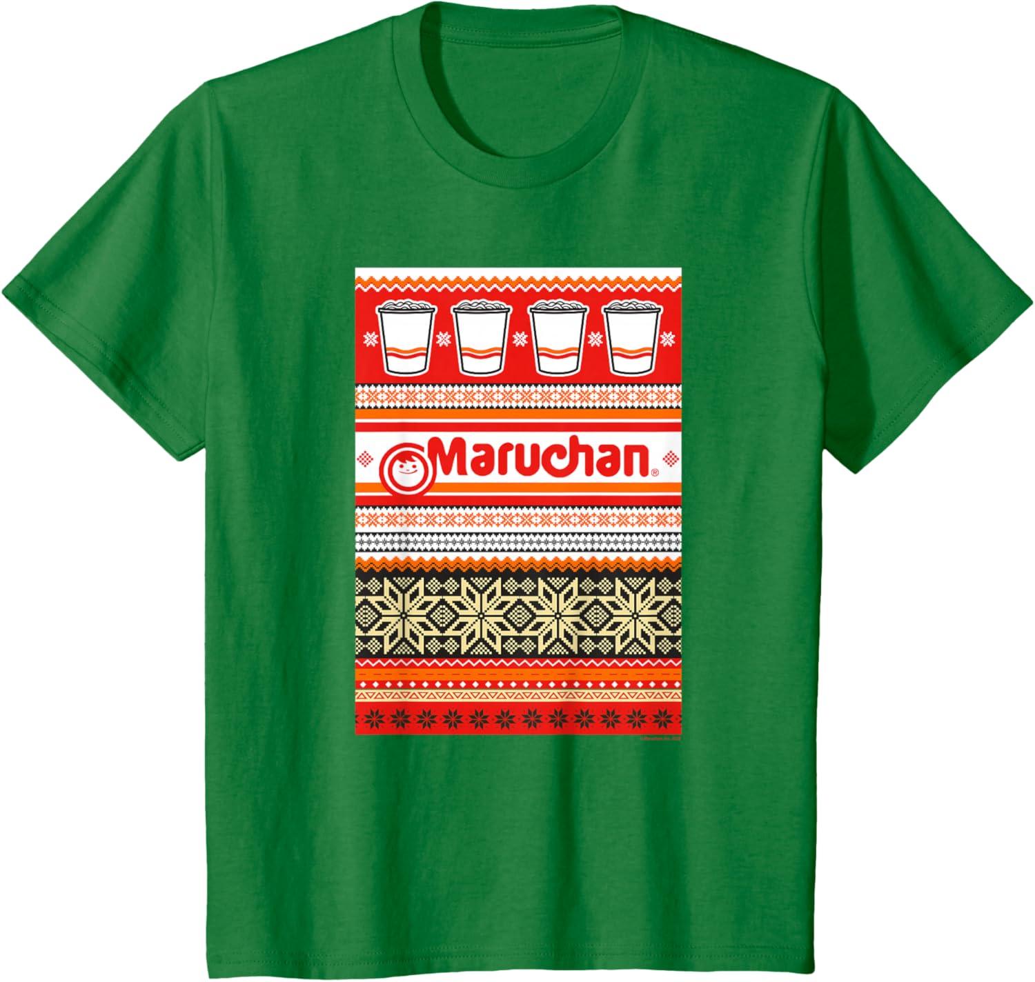 image:imageMaruchan Christmas Instant Lunch Ugly Sweater Style TShirtKelly Green
