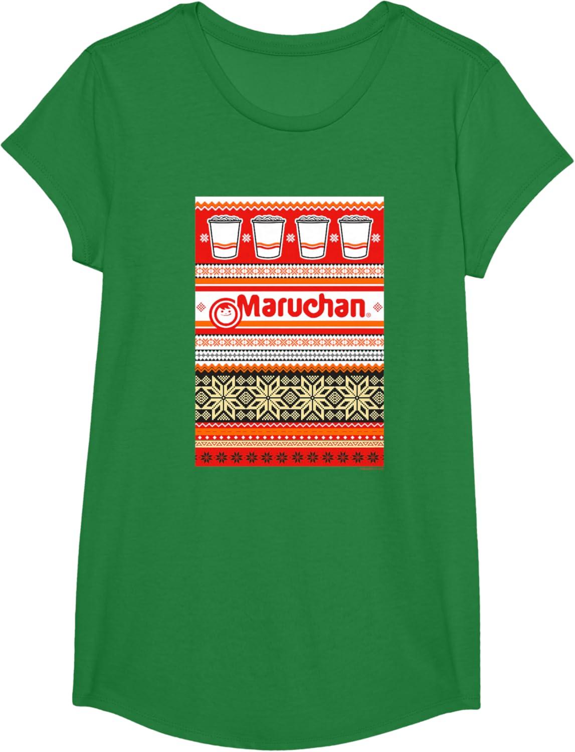 image:imageMaruchan Christmas Instant Lunch Ugly Sweater Style TShirtKelly Green