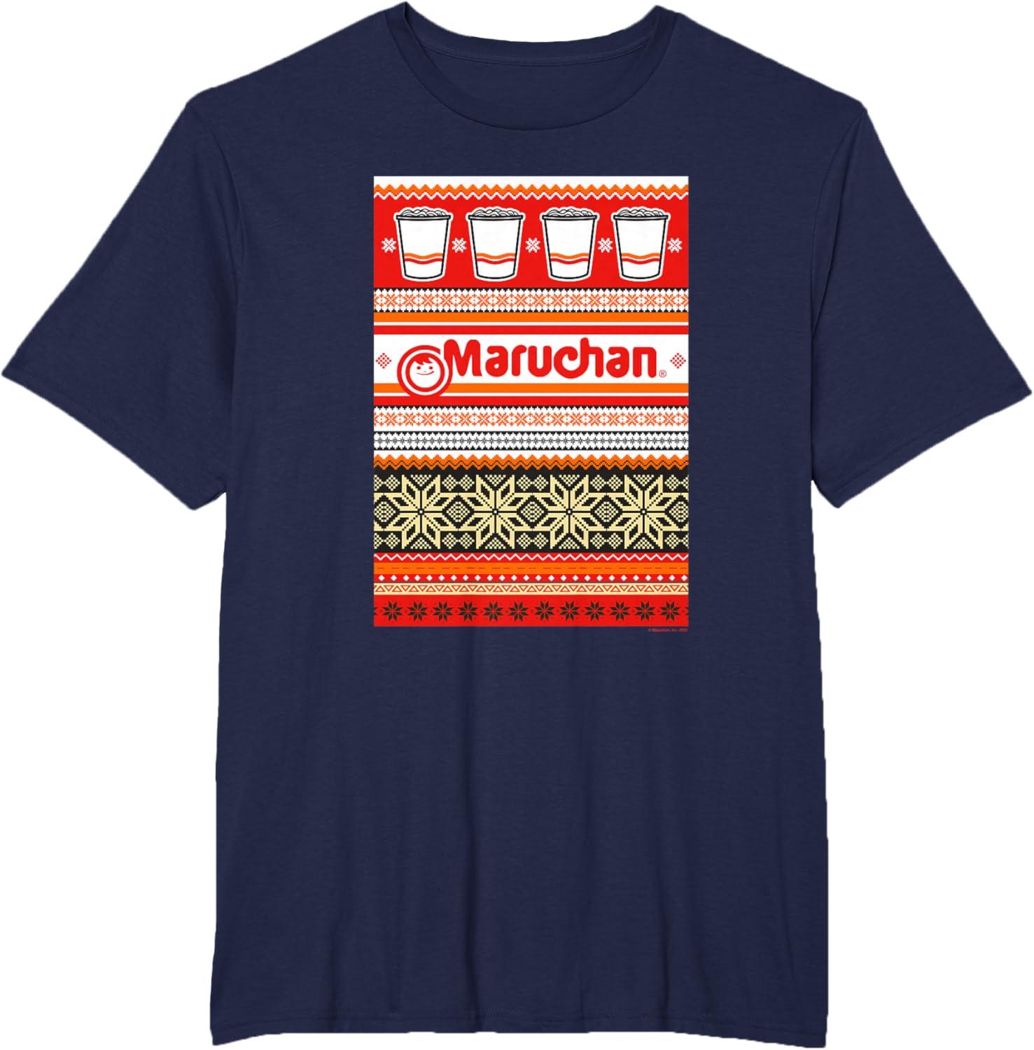 image:imageMaruchan Christmas Instant Lunch Ugly Sweater Style TShirtNavy Blue