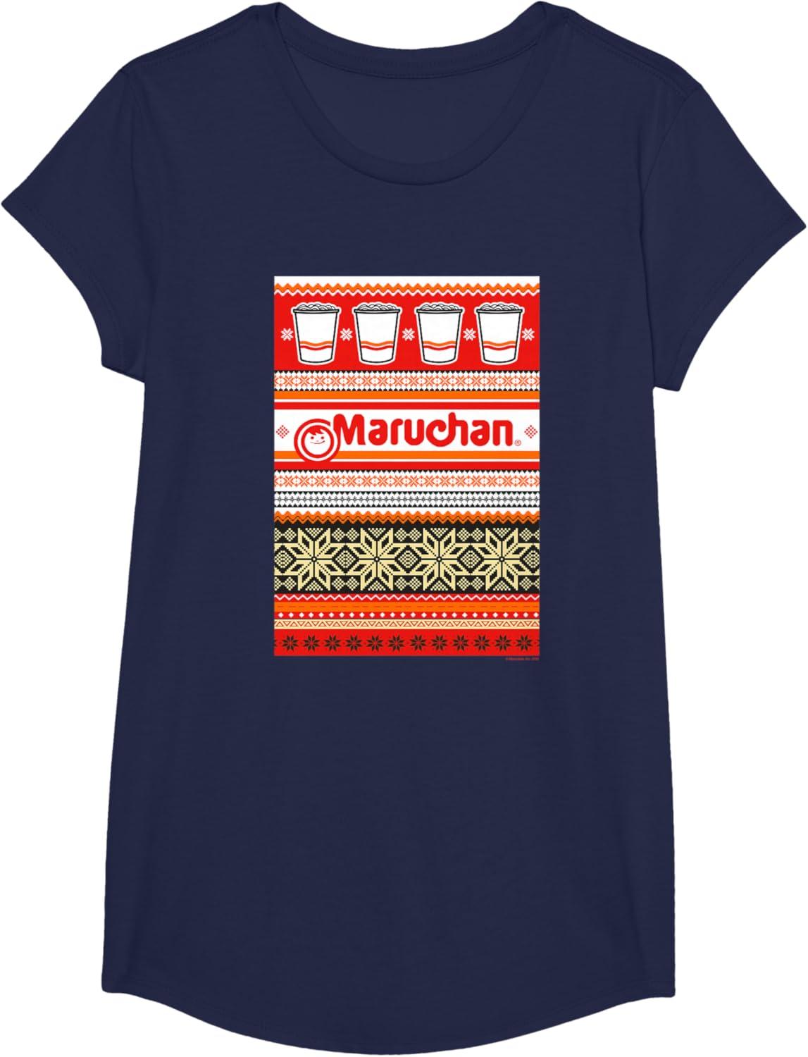 image:imageMaruchan Christmas Instant Lunch Ugly Sweater Style TShirtNavy Blue