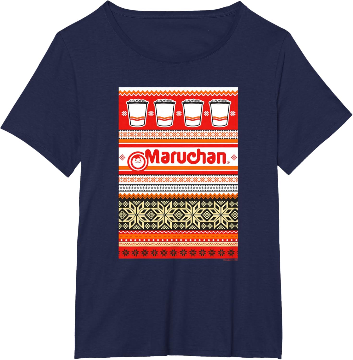image:imageMaruchan Christmas Instant Lunch Ugly Sweater Style TShirtNavy Blue