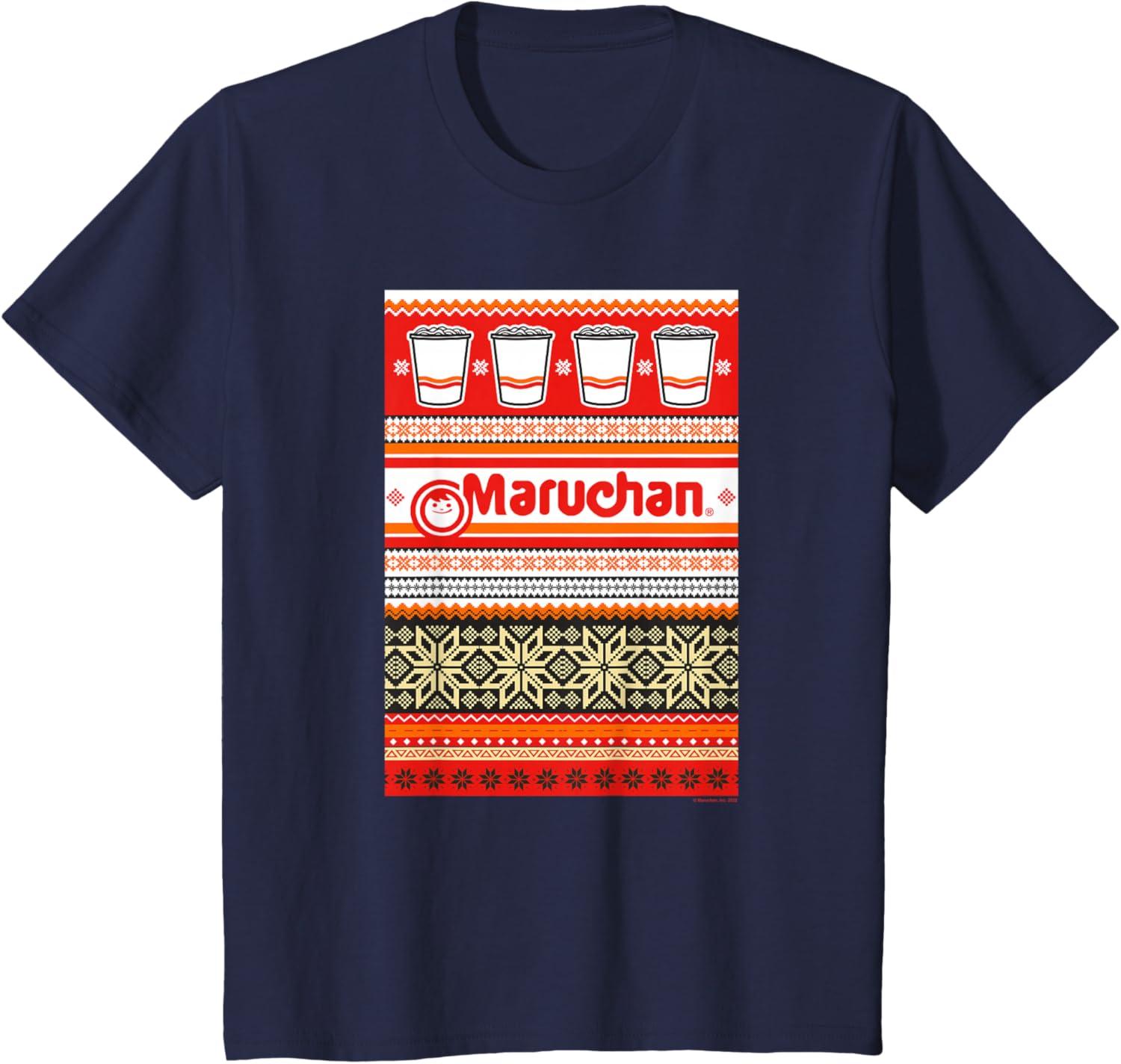 image:imageMaruchan Christmas Instant Lunch Ugly Sweater Style TShirtNavy Blue