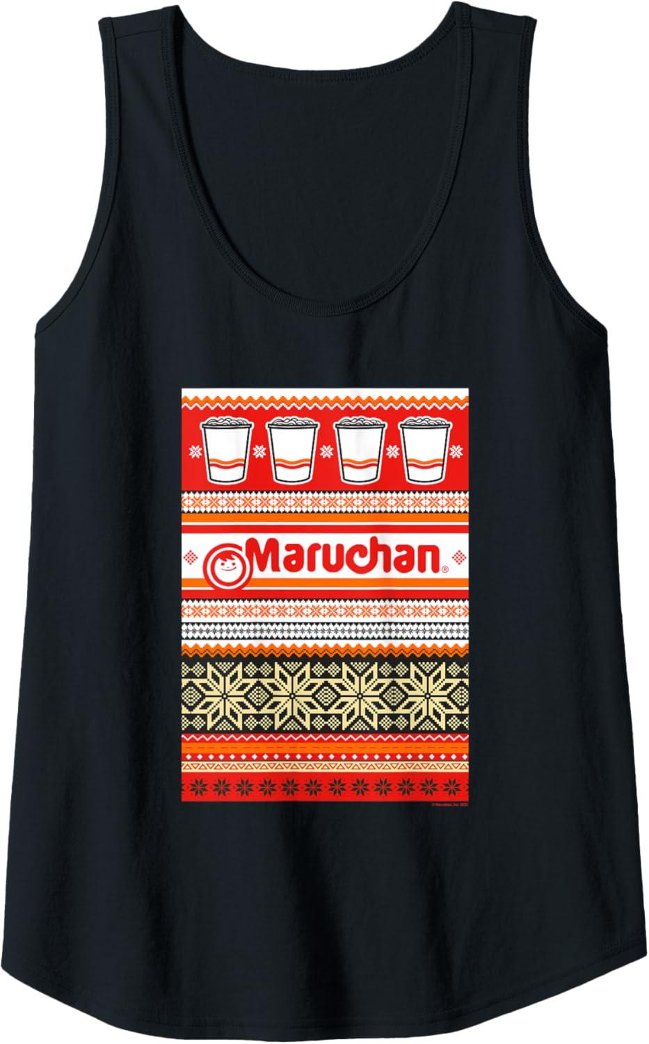 image:imageMaruchan Christmas Instant Lunch Ugly Sweater Style Tank TopBlack