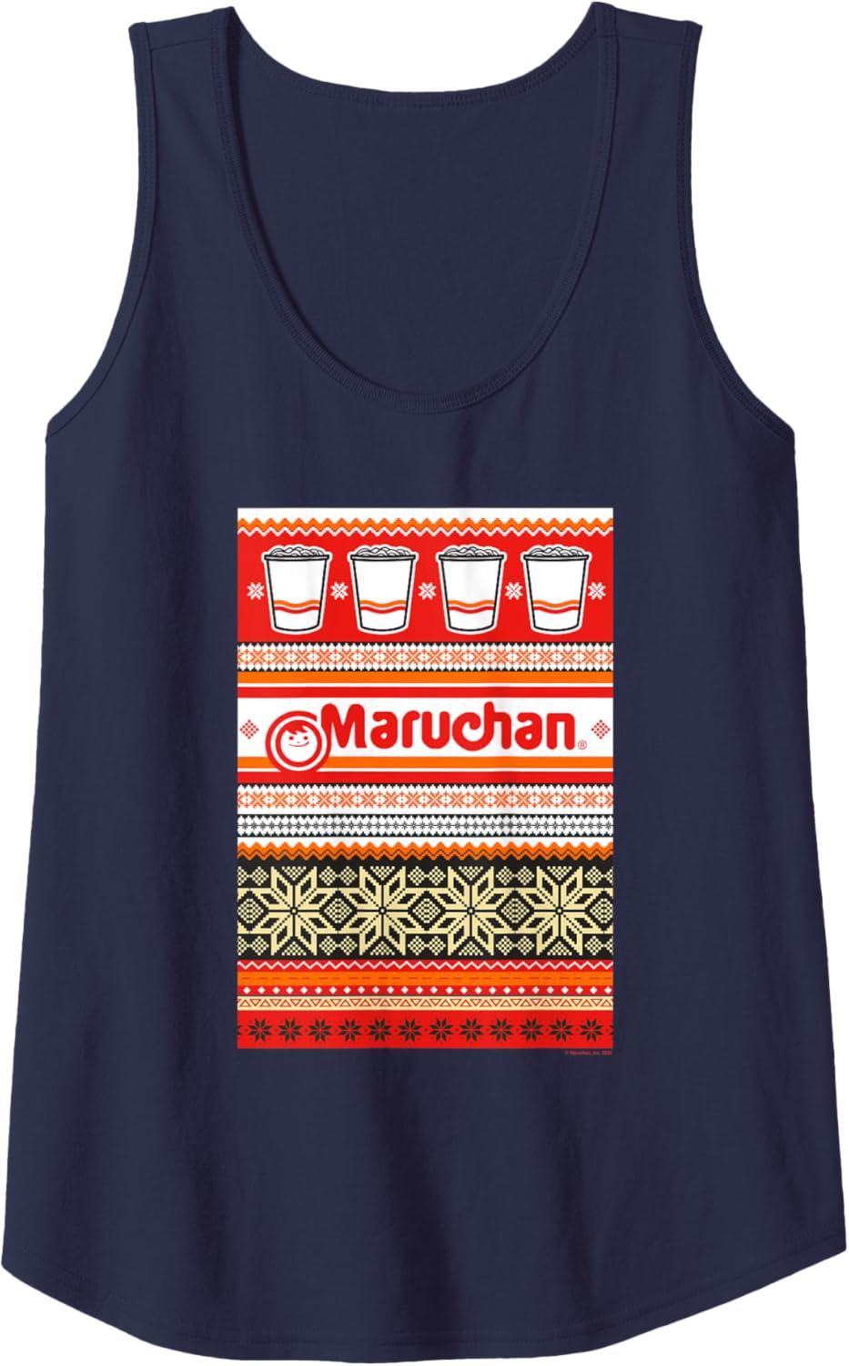 image:imageMaruchan Christmas Instant Lunch Ugly Sweater Style Tank TopNavy Blue