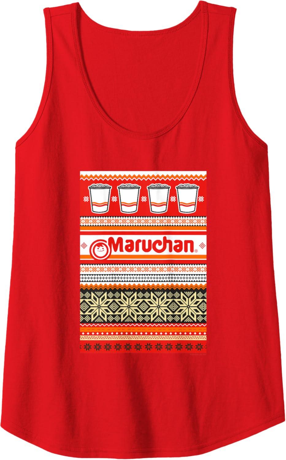 image:imageMaruchan Christmas Instant Lunch Ugly Sweater Style Tank TopRed