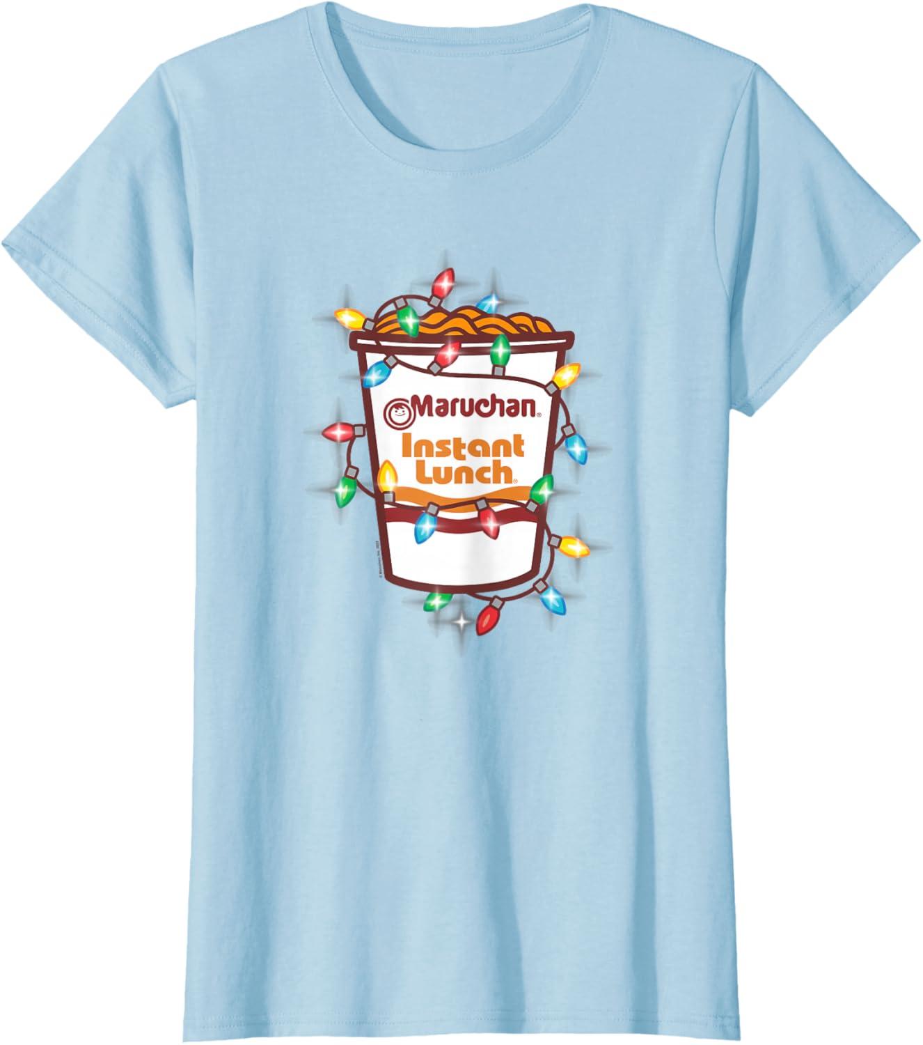 image:imageMaruchan Christmas Lights Holiday Season Reman Cup Logo TShirtBaby Blue