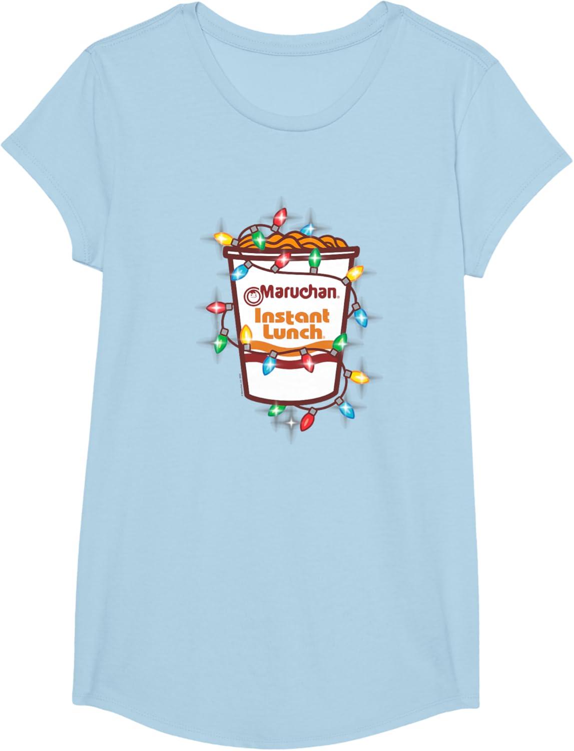 image:imageMaruchan Christmas Lights Holiday Season Reman Cup Logo TShirtBaby Blue