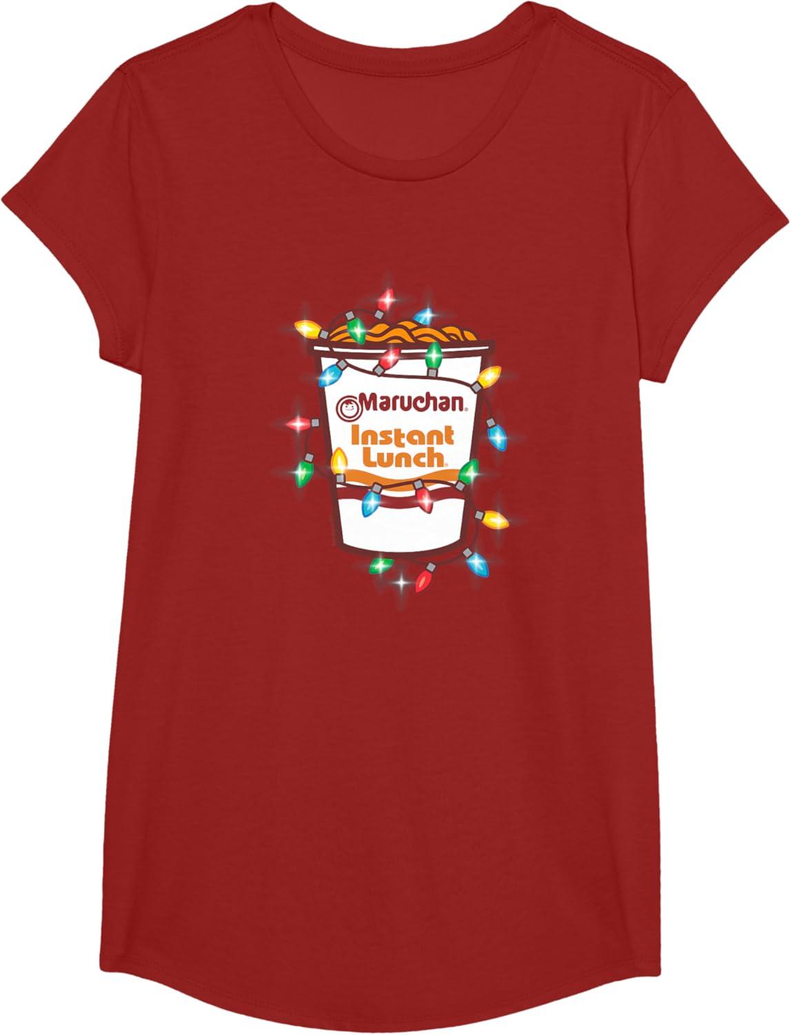 image:imageMaruchan Christmas Lights Holiday Season Reman Cup Logo TShirtCranberry Red