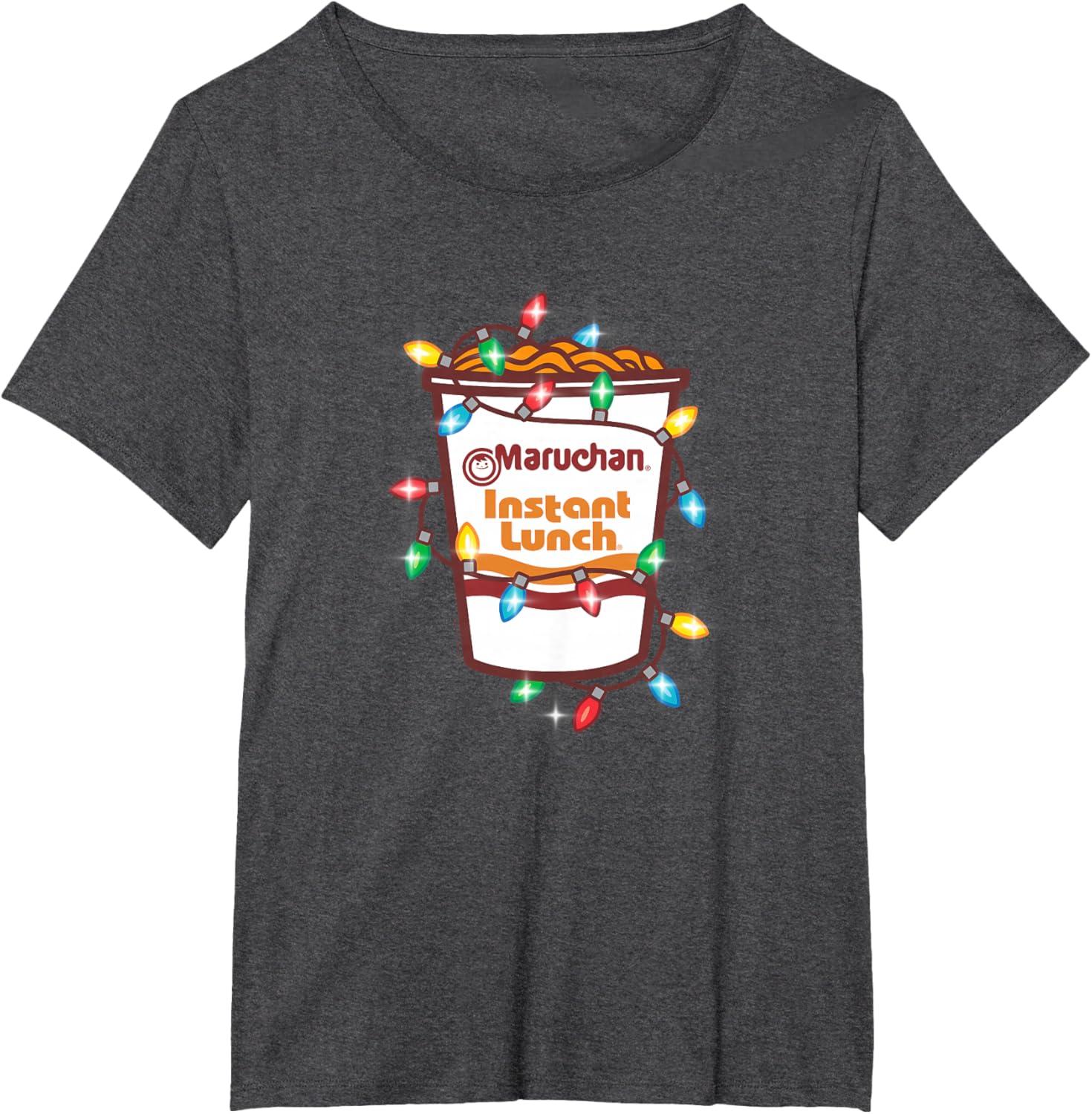 image:imageMaruchan Christmas Lights Holiday Season Reman Cup Logo TShirtDark Heather Grey