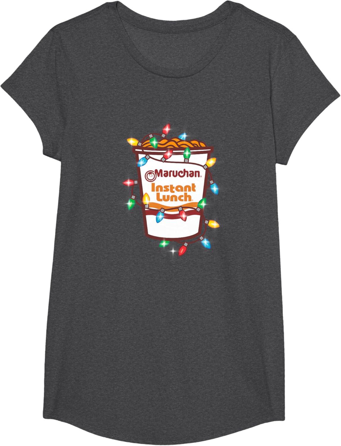 image:imageMaruchan Christmas Lights Holiday Season Reman Cup Logo TShirtDark Heather Grey