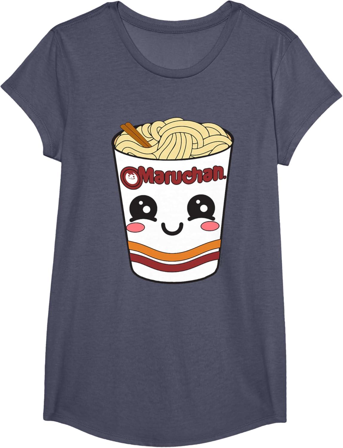 image:imageMaruchan Cute Ramen Noodle Cup Face TShirt SmallHeather Blue