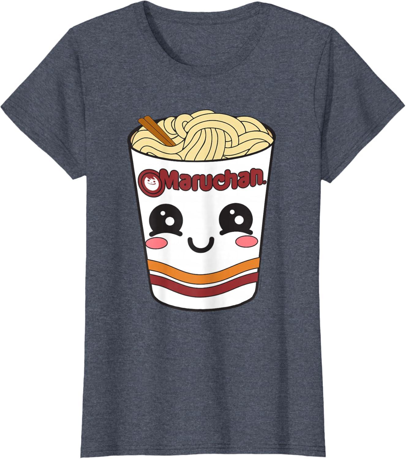 image:imageMaruchan Cute Ramen Noodle Cup Face TShirt SmallHeather Blue