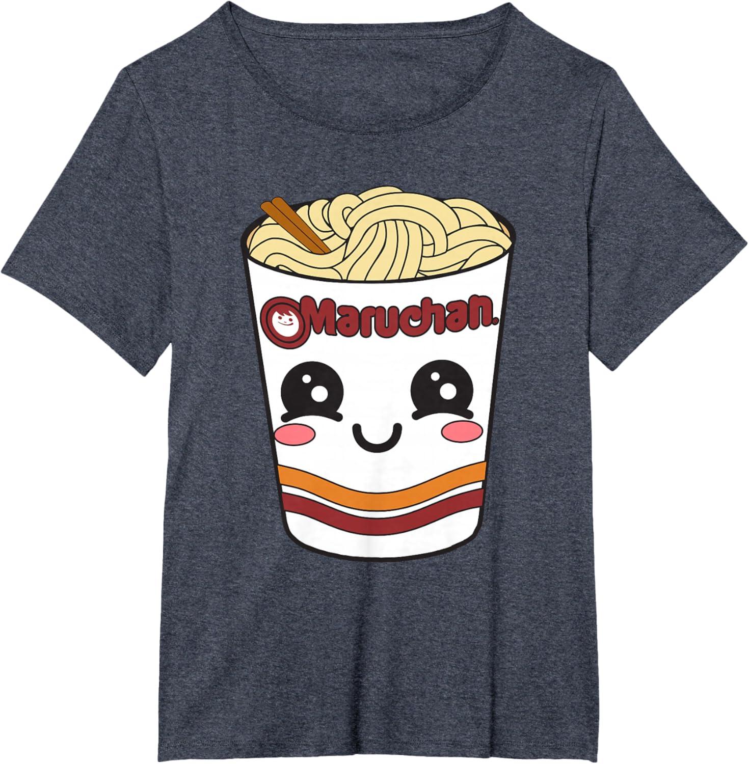 image:imageMaruchan Cute Ramen Noodle Cup Face TShirt SmallHeather Blue