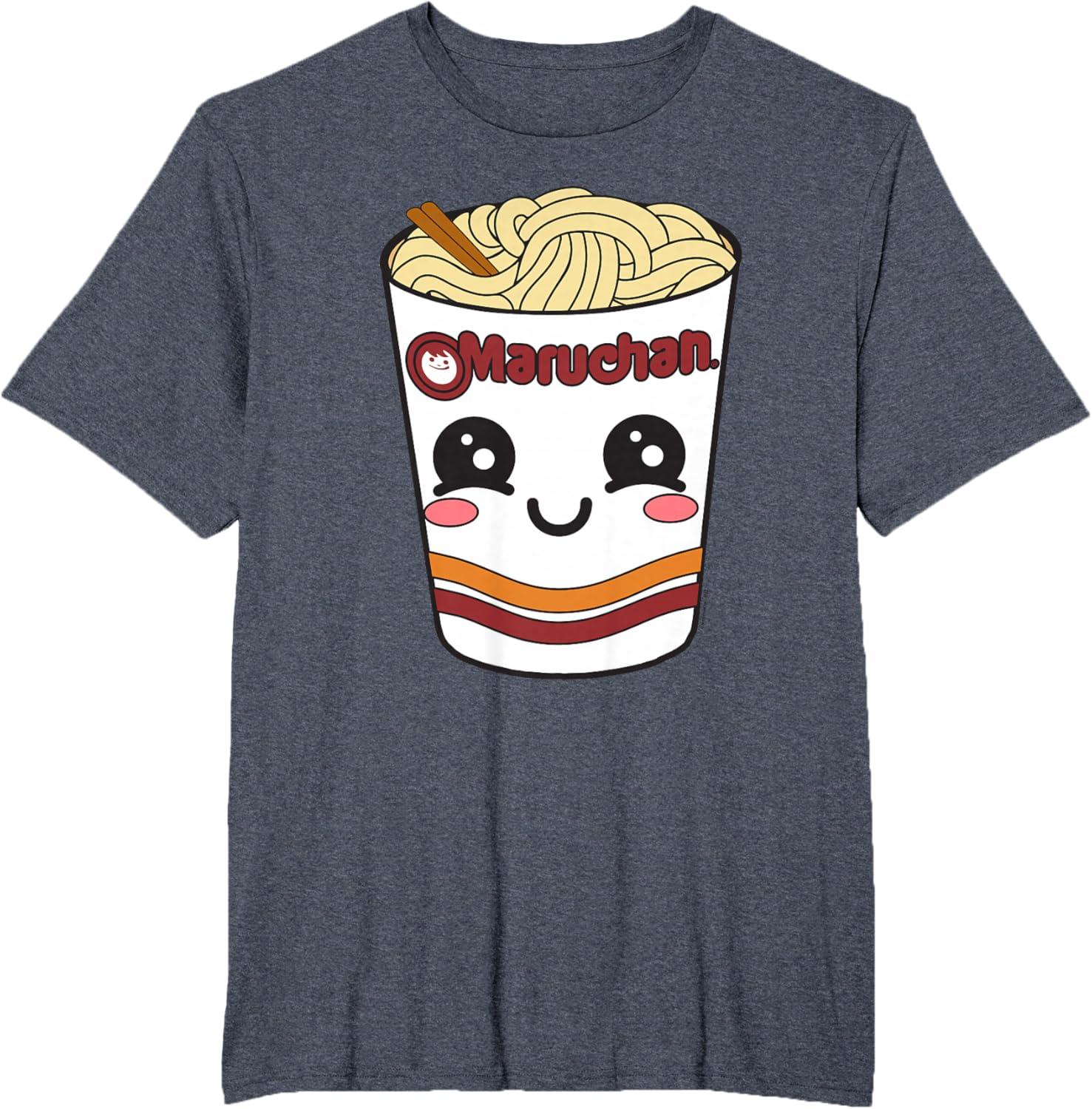 image:imageMaruchan Cute Ramen Noodle Cup Face TShirt SmallHeather Blue