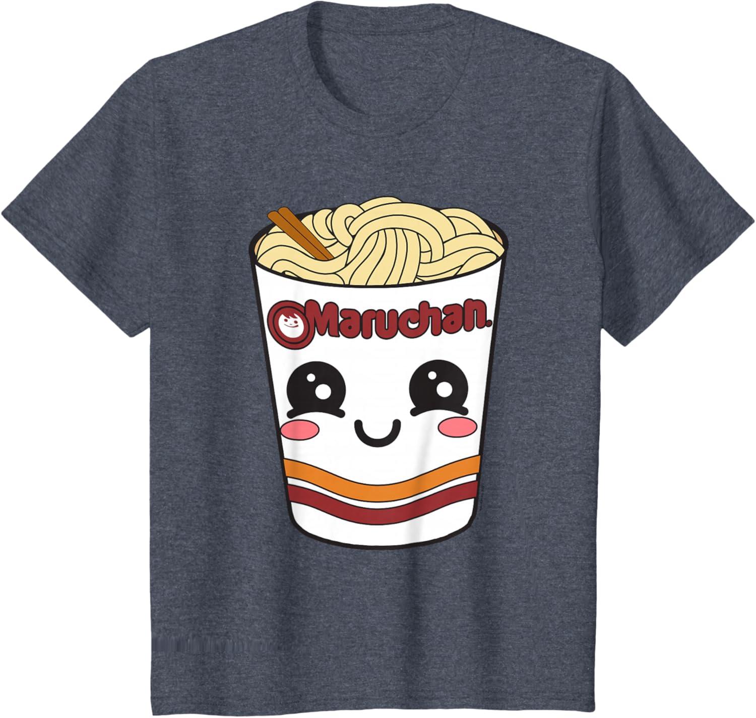 image:imageMaruchan Cute Ramen Noodle Cup Face TShirt SmallHeather Blue