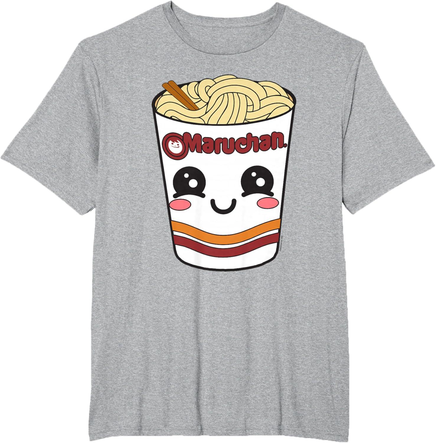 image:imageMaruchan Cute Ramen Noodle Cup Face TShirt SmallHeather Grey