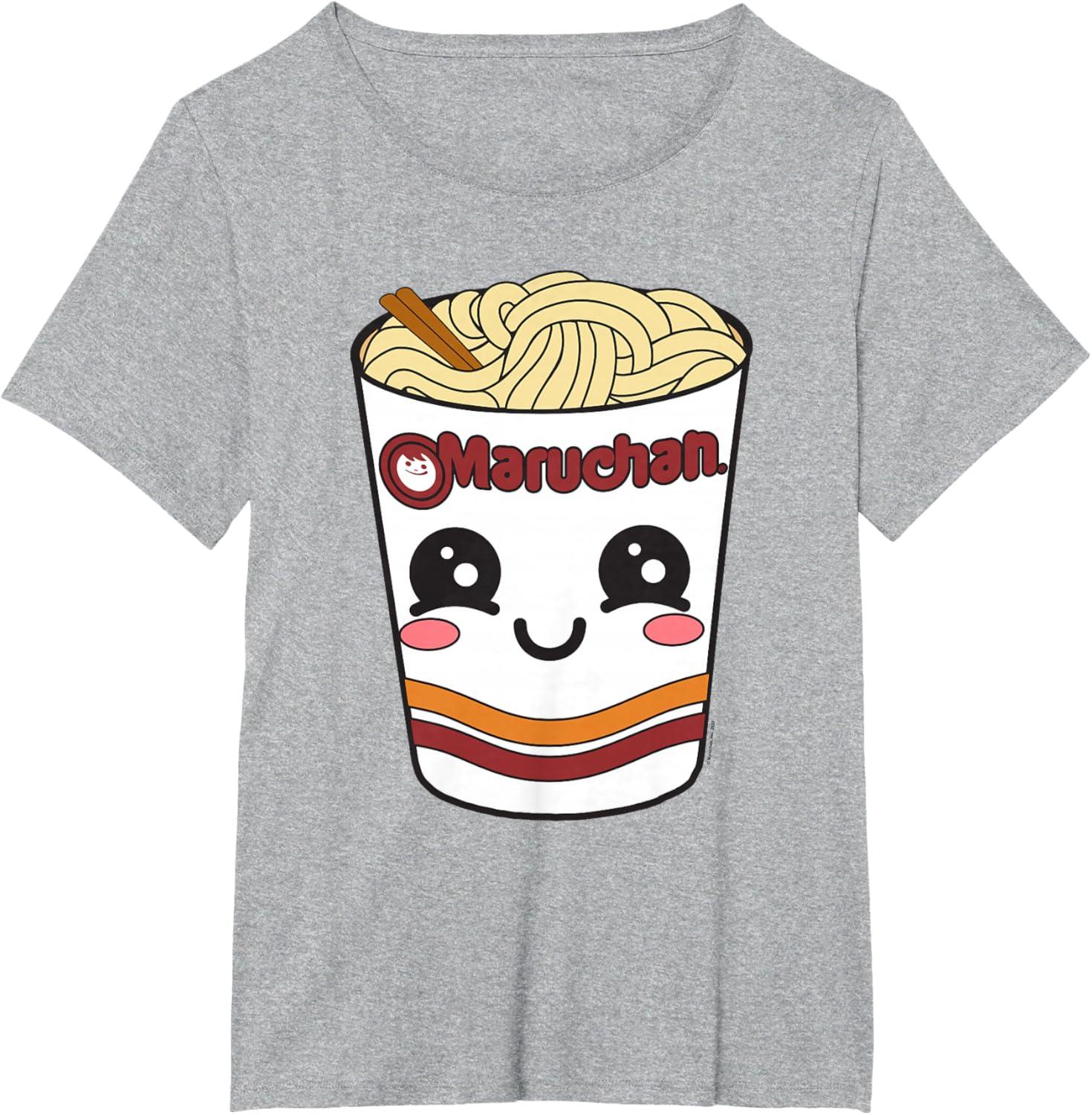 image:imageMaruchan Cute Ramen Noodle Cup Face TShirt SmallHeather Grey