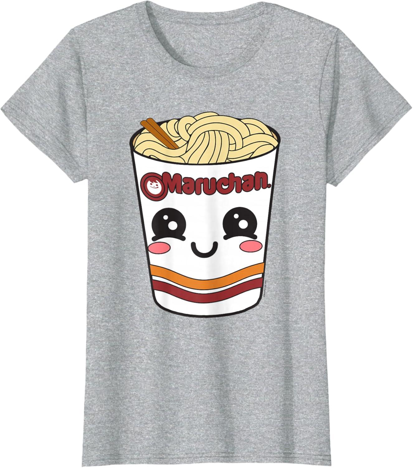 image:imageMaruchan Cute Ramen Noodle Cup Face TShirt SmallHeather Grey