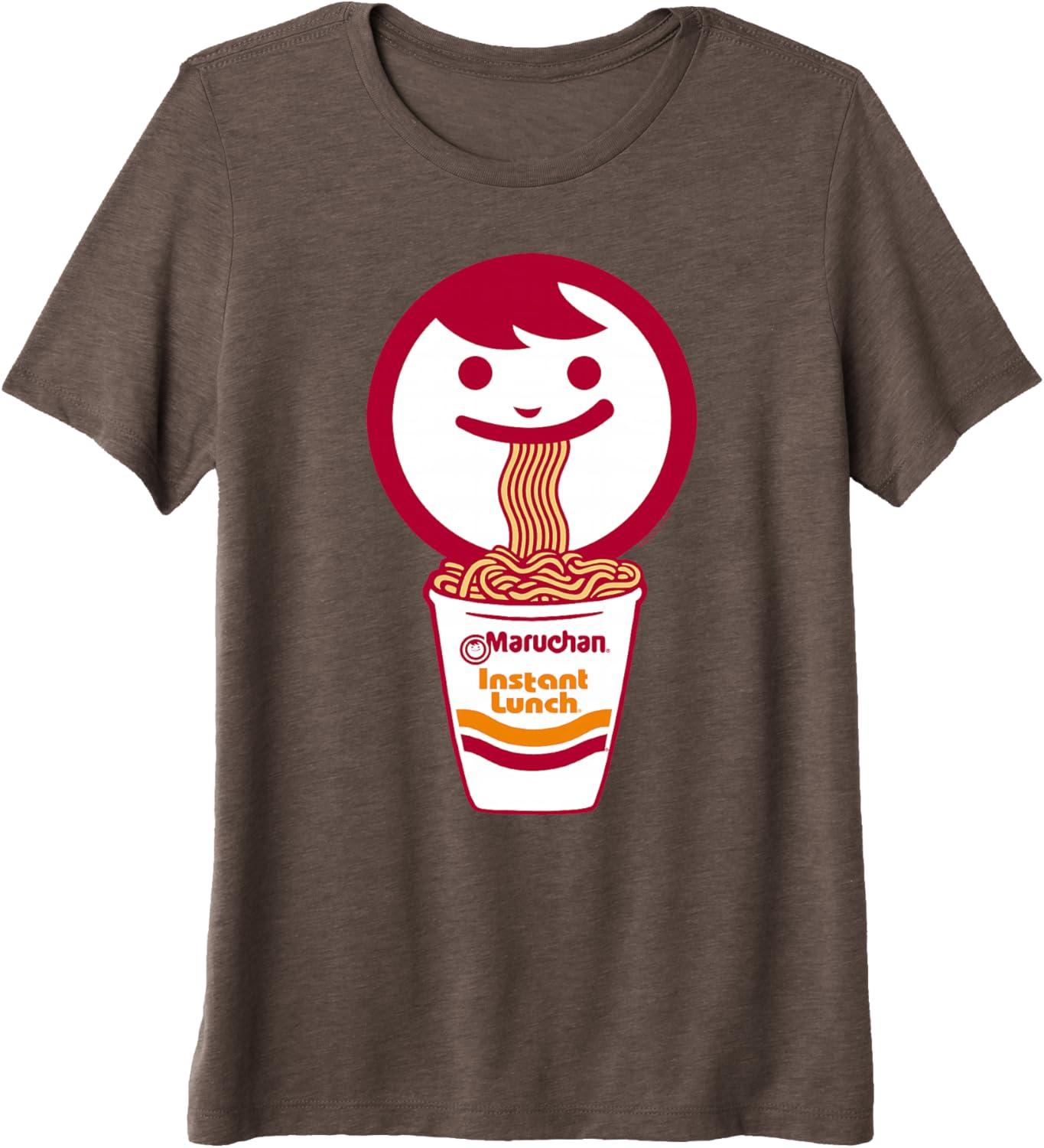 image:imageMaruchan Happy Face Eating Ramen Noodles Premium Triblend TShirtBrown