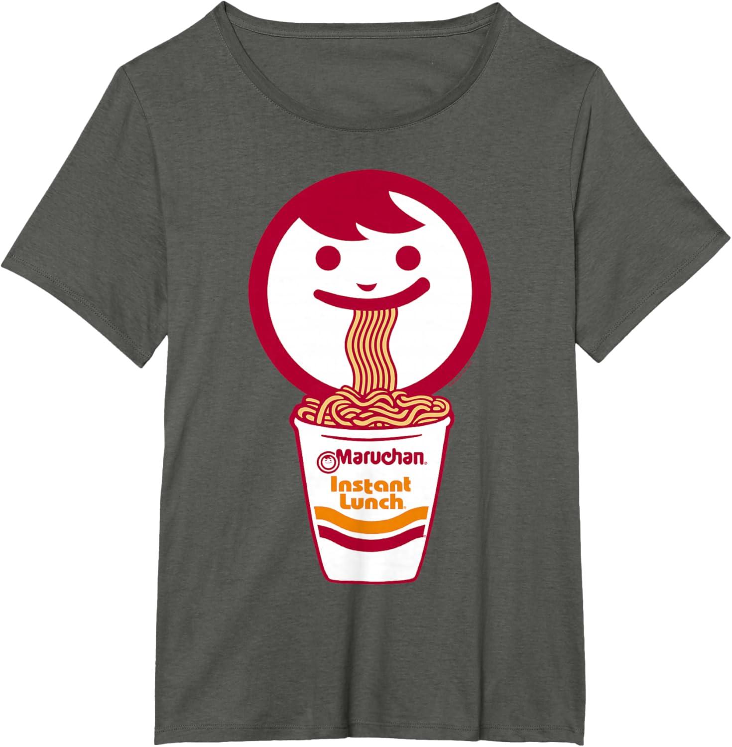 image:imageMaruchan Happy Face Eating Ramen Noodles TShirt SmallAsphalt Grey