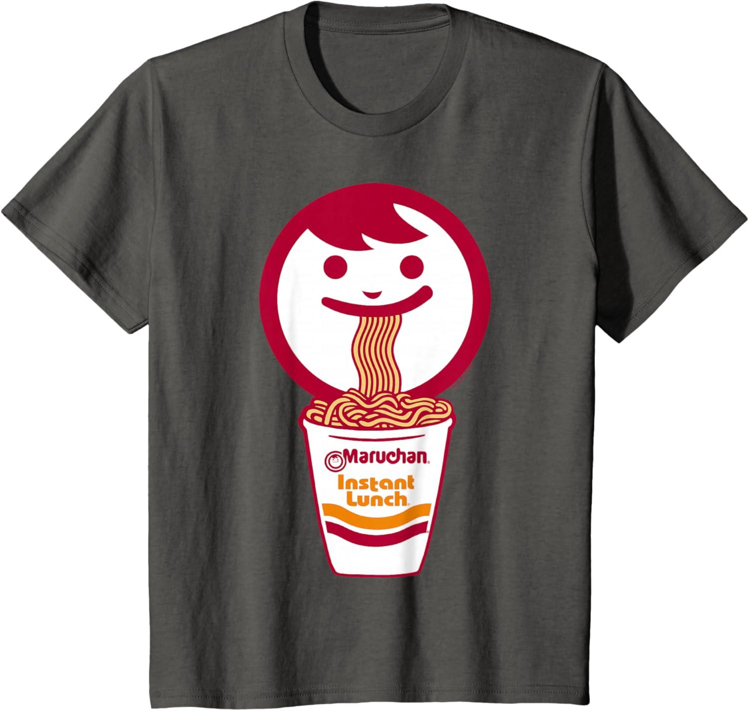 image:imageMaruchan Happy Face Eating Ramen Noodles TShirt SmallAsphalt Grey