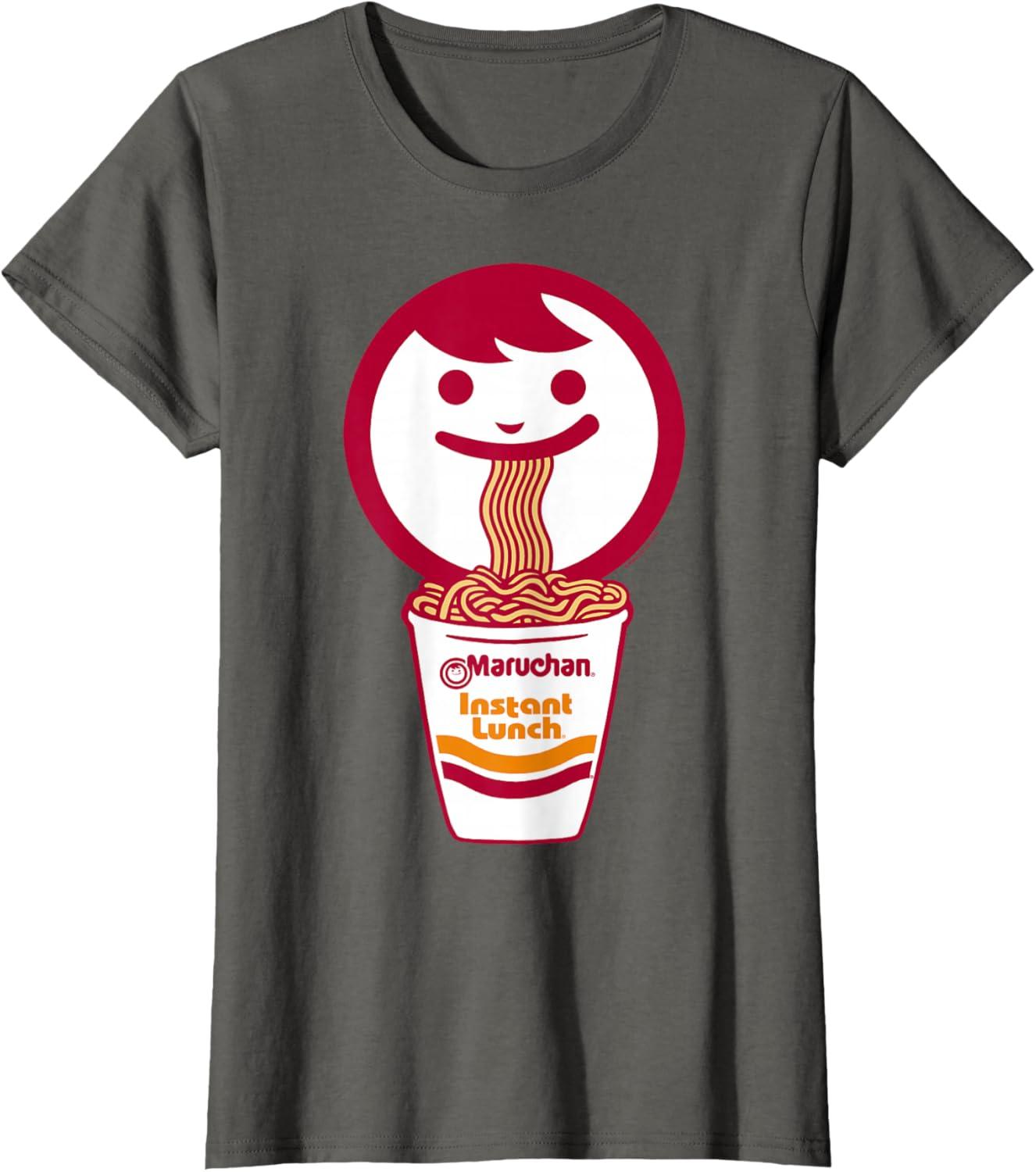 image:imageMaruchan Happy Face Eating Ramen Noodles TShirt SmallAsphalt Grey