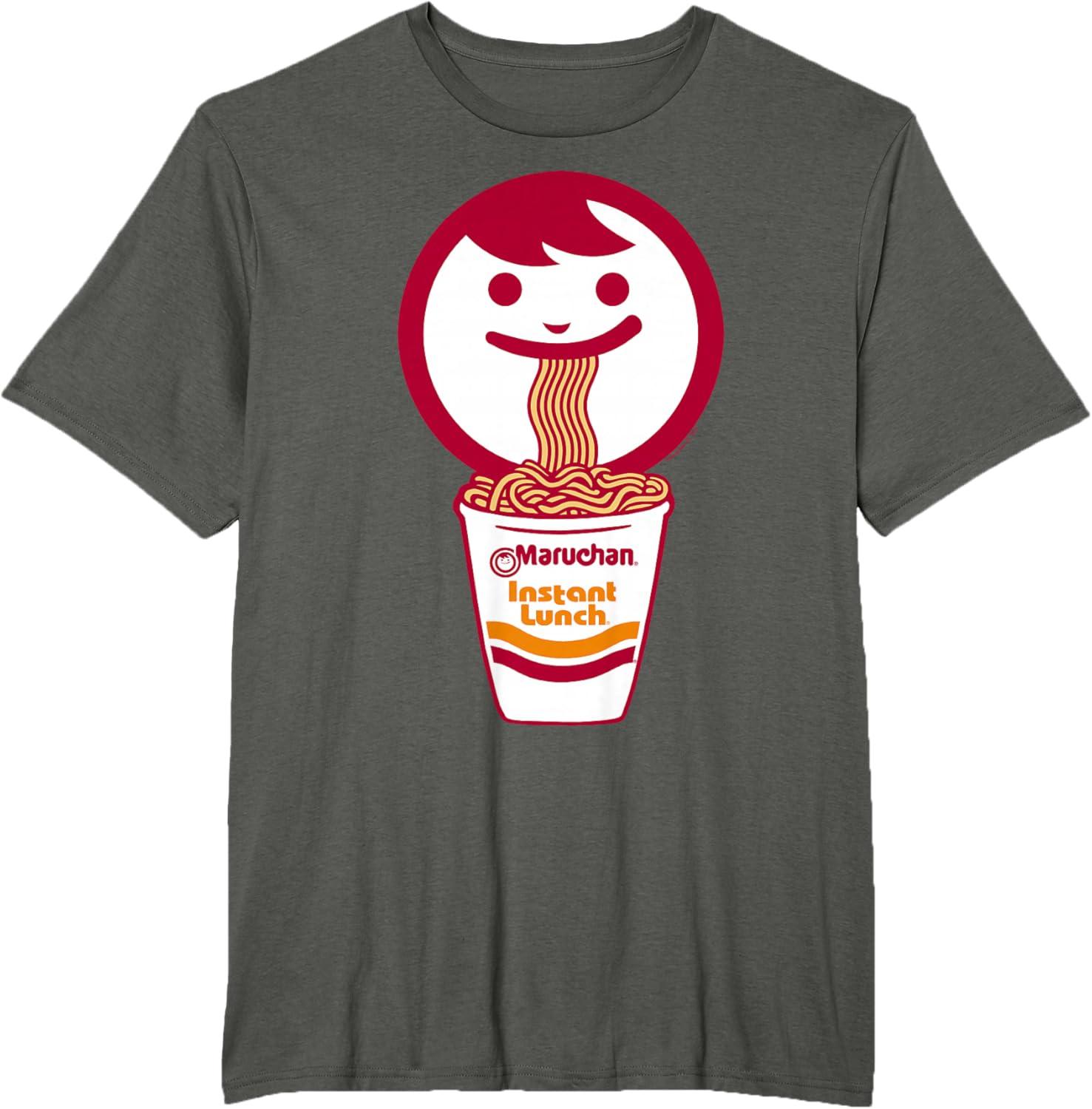 image:imageMaruchan Happy Face Eating Ramen Noodles TShirt SmallAsphalt Grey