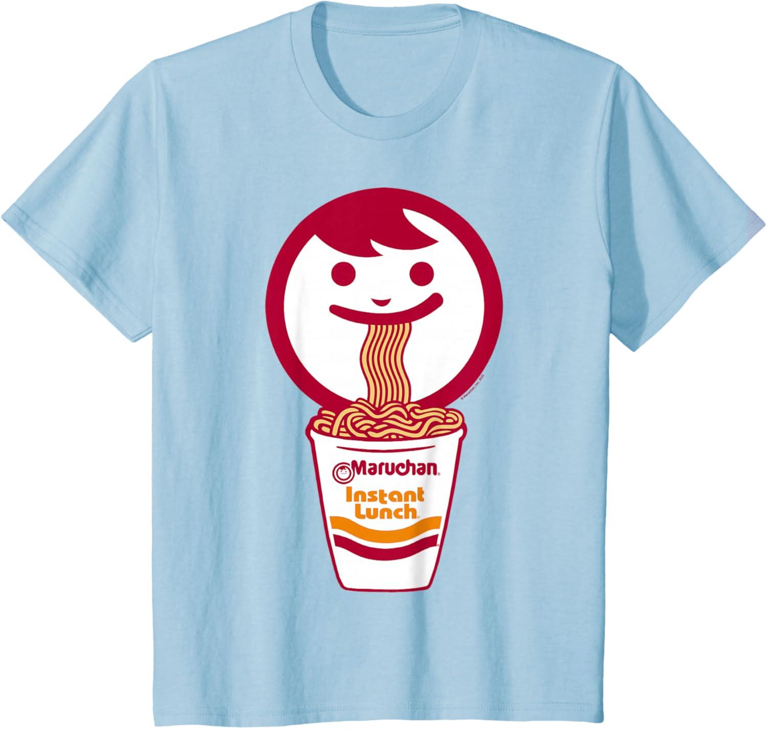 image:imageMaruchan Happy Face Eating Ramen Noodles TShirt SmallBaby Blue