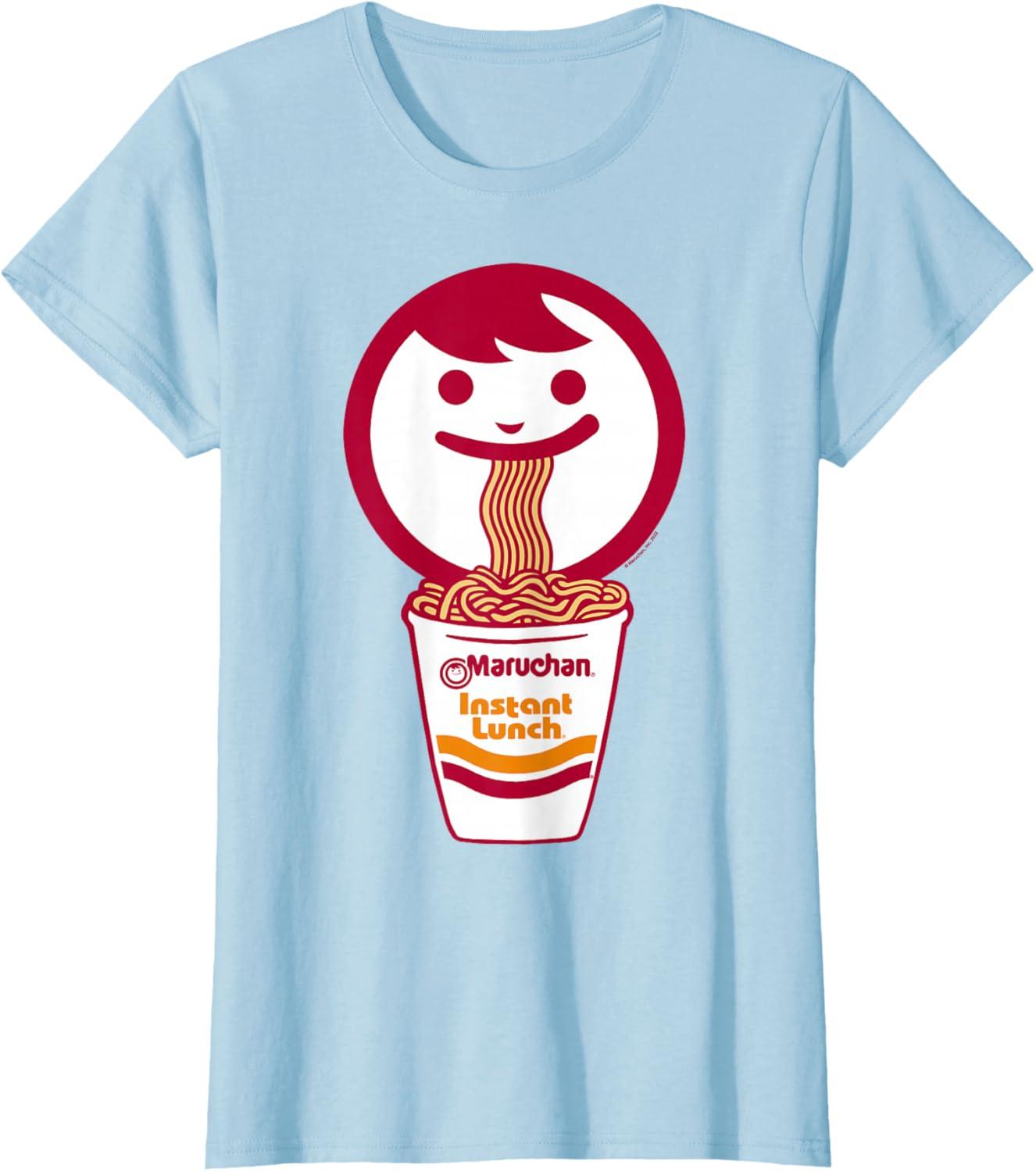 image:imageMaruchan Happy Face Eating Ramen Noodles TShirt SmallBaby Blue
