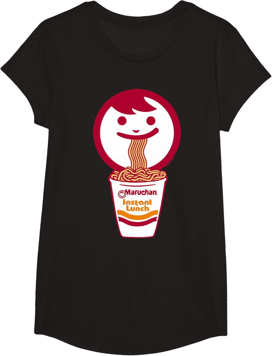 image:imageMaruchan Happy Face Eating Ramen Noodles TShirt SmallBlack