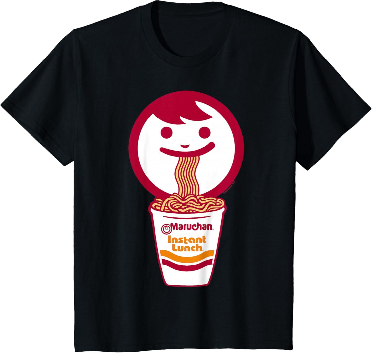 image:imageMaruchan Happy Face Eating Ramen Noodles TShirt SmallBlack