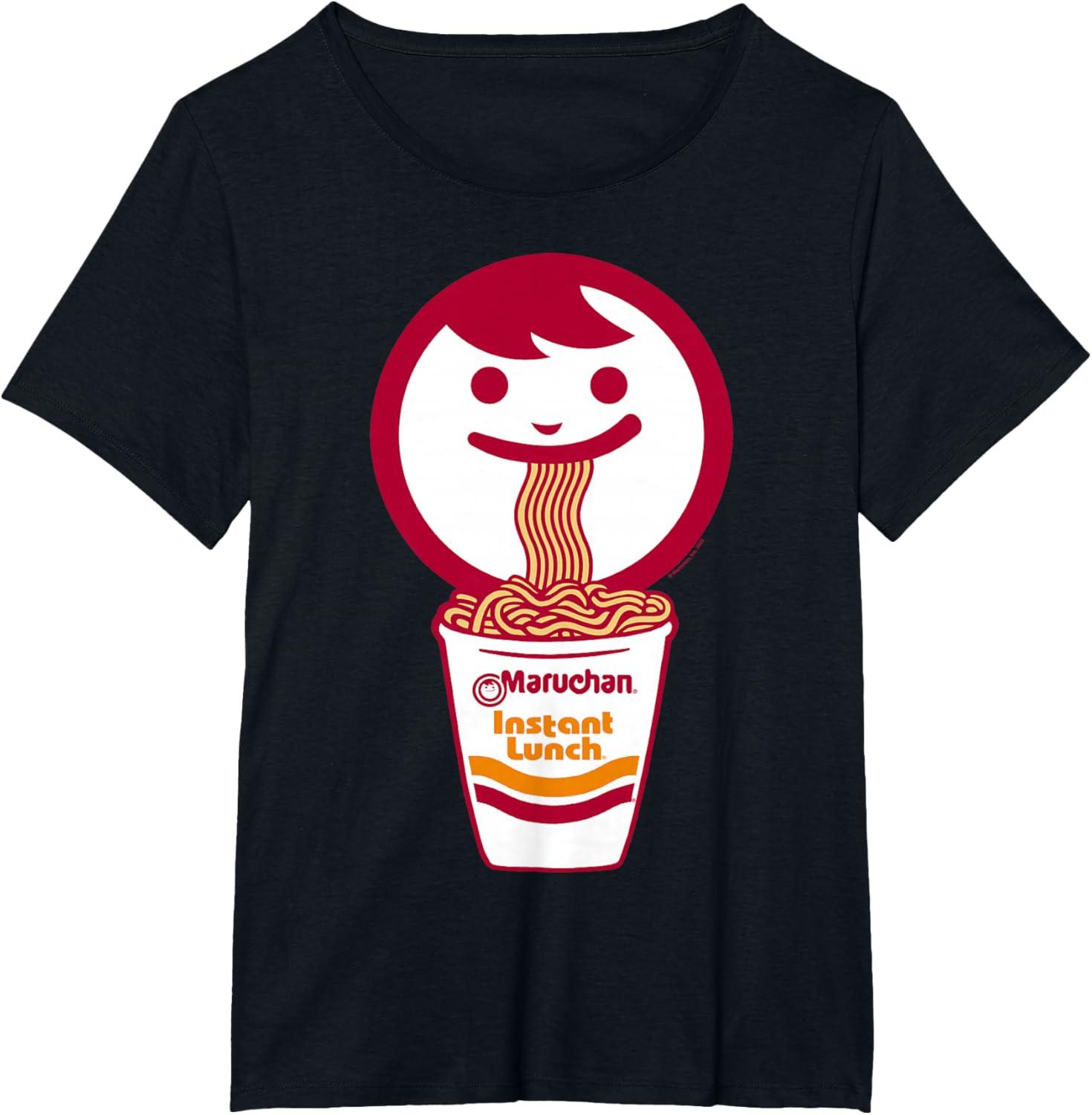 image:imageMaruchan Happy Face Eating Ramen Noodles TShirt SmallBlack