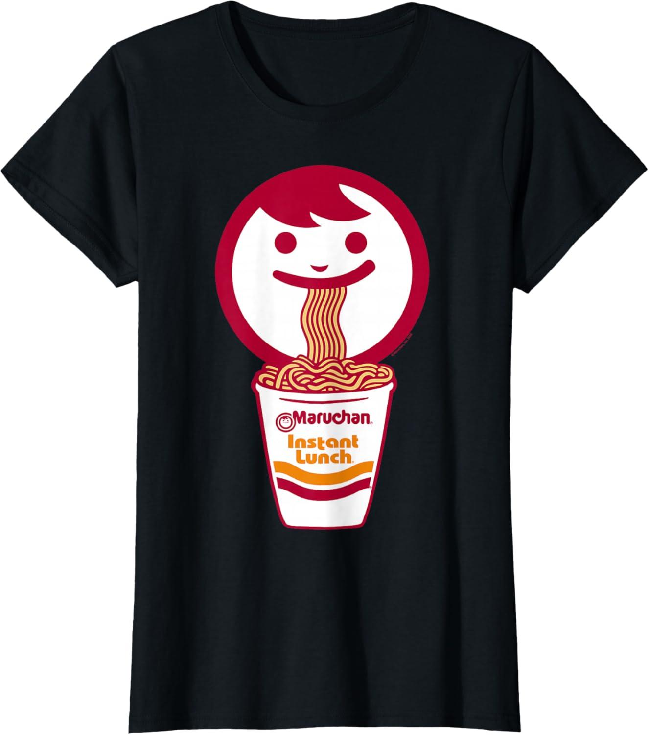 image:imageMaruchan Happy Face Eating Ramen Noodles TShirt SmallBlack