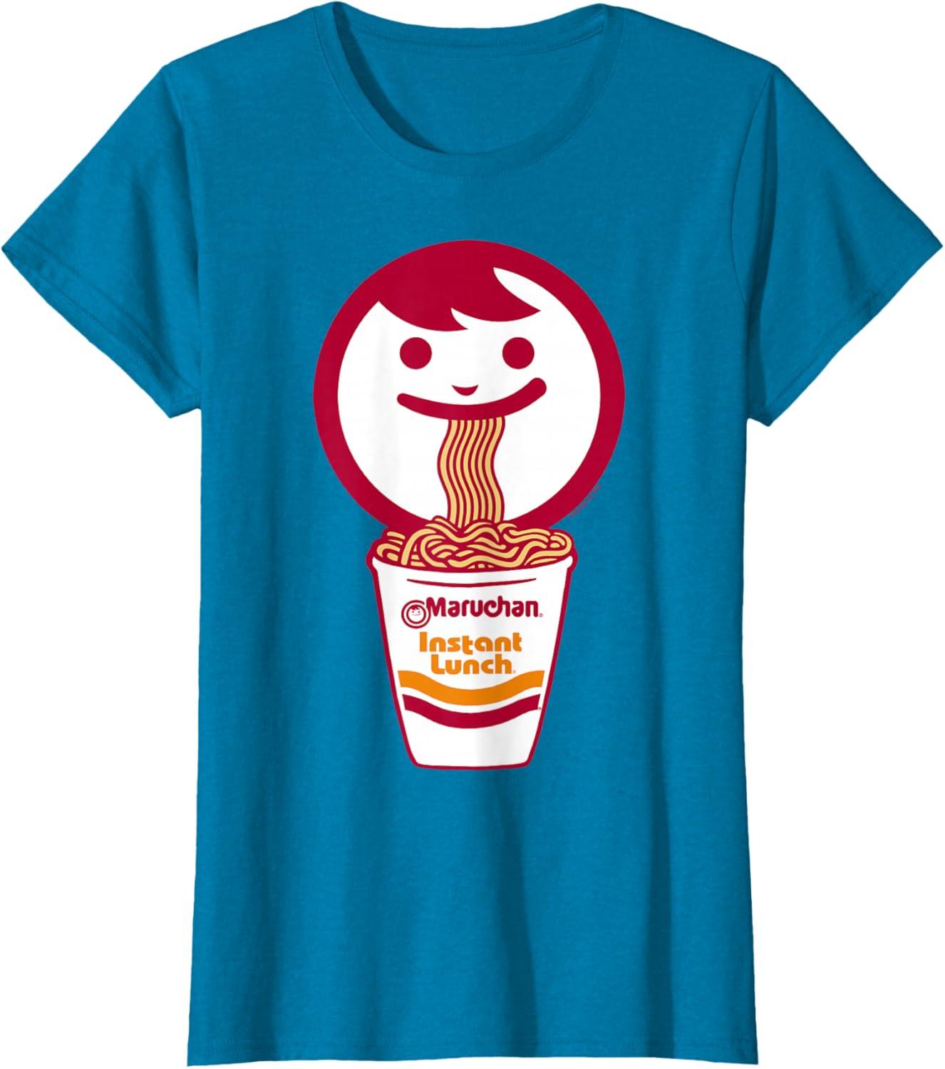 image:imageMaruchan Happy Face Eating Ramen Noodles TShirt SmallSapphire Blue
