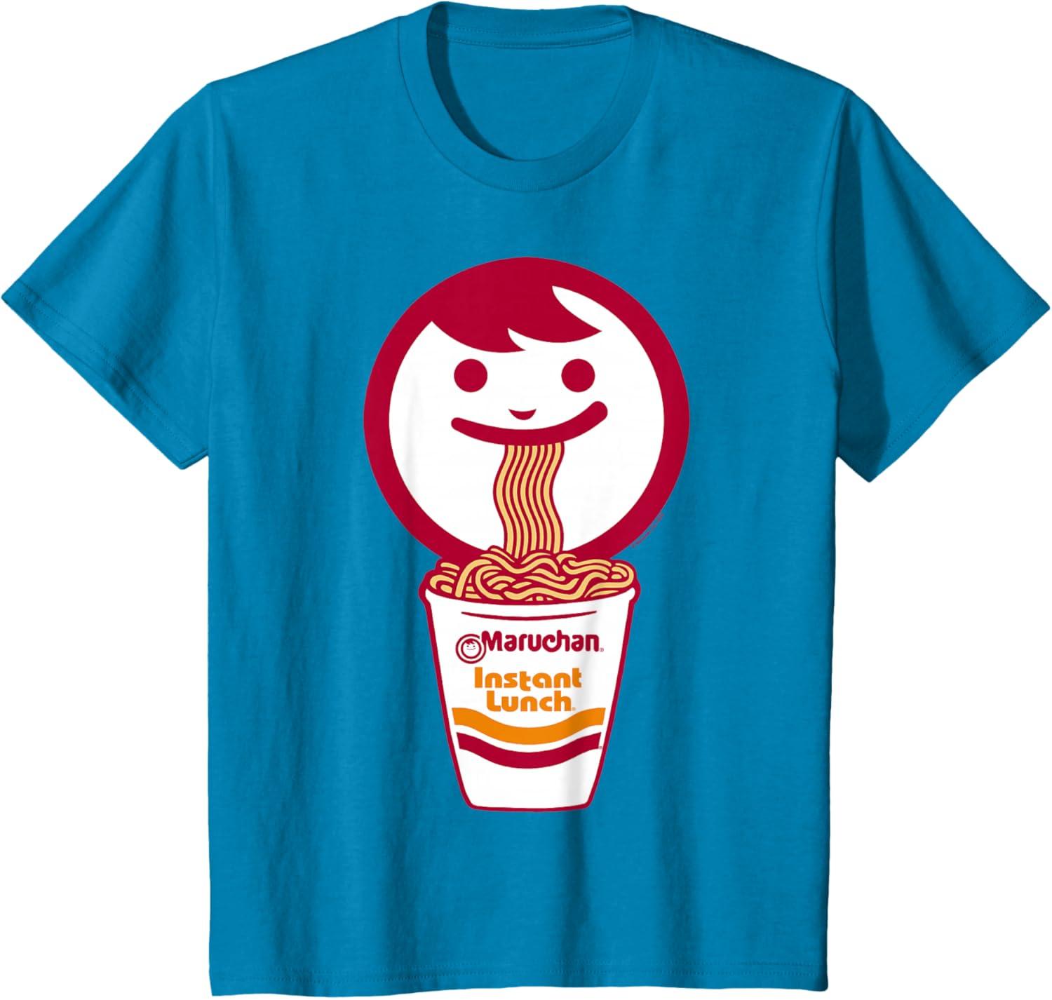 image:imageMaruchan Happy Face Eating Ramen Noodles TShirt SmallSapphire Blue