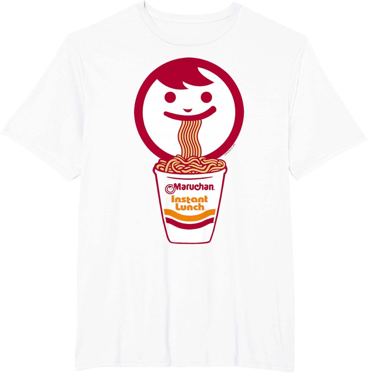 image:imageMaruchan Happy Face Eating Ramen Noodles TShirt SmallWhite