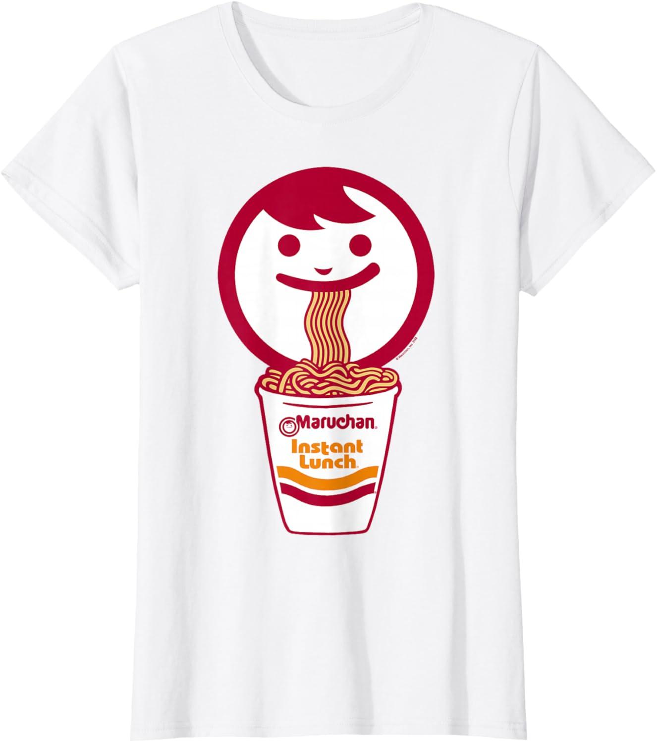 image:imageMaruchan Happy Face Eating Ramen Noodles TShirt SmallWhite