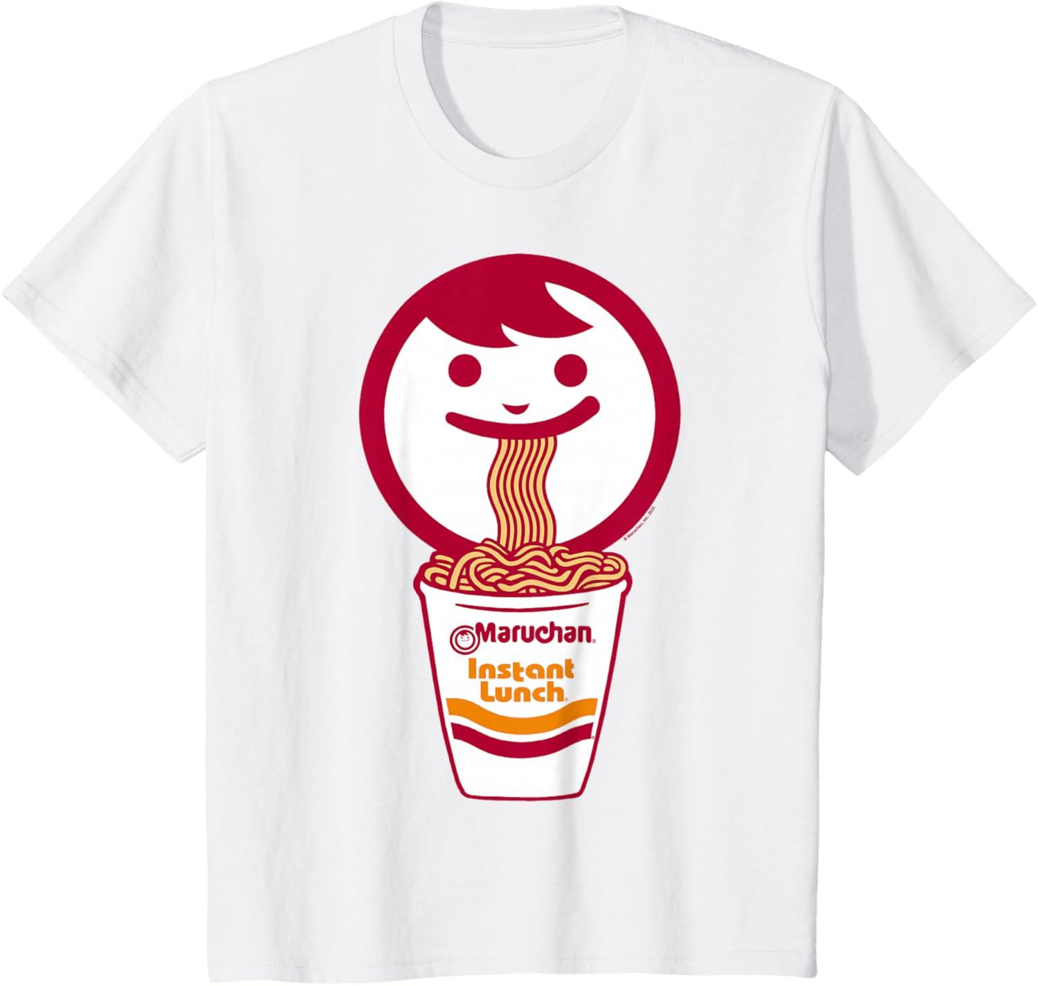 image:imageMaruchan Happy Face Eating Ramen Noodles TShirt SmallWhite