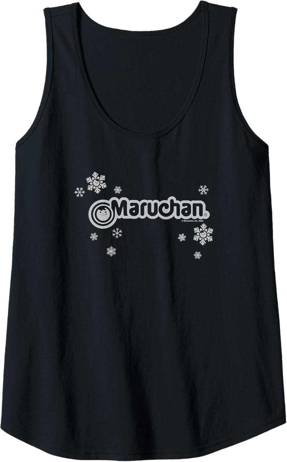 image:imageMaruchan Instant Lunch Christmas Snow Flakes Holiday Logo Tank TopBlack