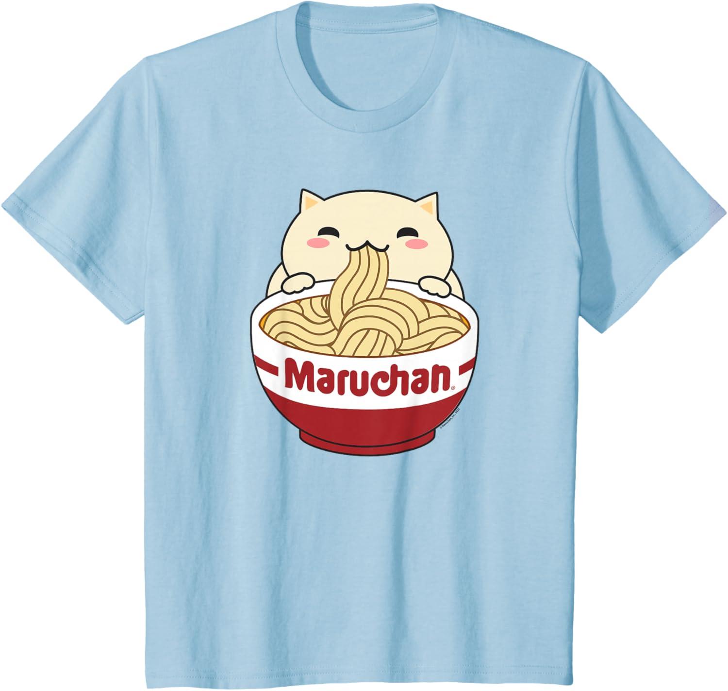 image:imageMaruchan Instant Lunch Cute Cat Ramen Bowl Logo TShirtBaby Blue
