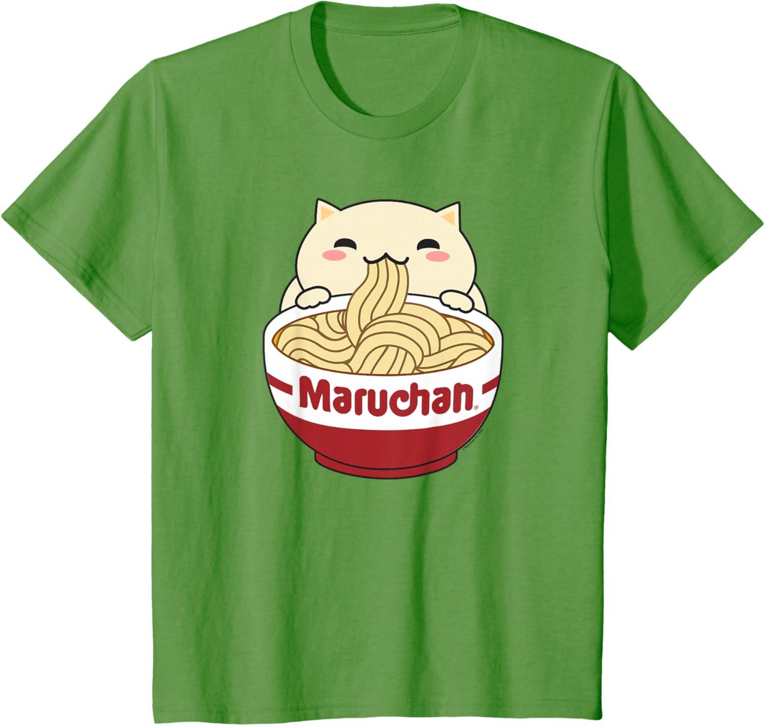 image:imageMaruchan Instant Lunch Cute Cat Ramen Bowl Logo TShirtGrass Green
