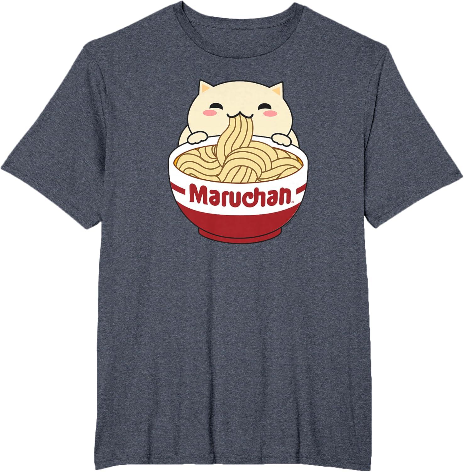 image:imageMaruchan Instant Lunch Cute Cat Ramen Bowl Logo TShirtHeather Blue