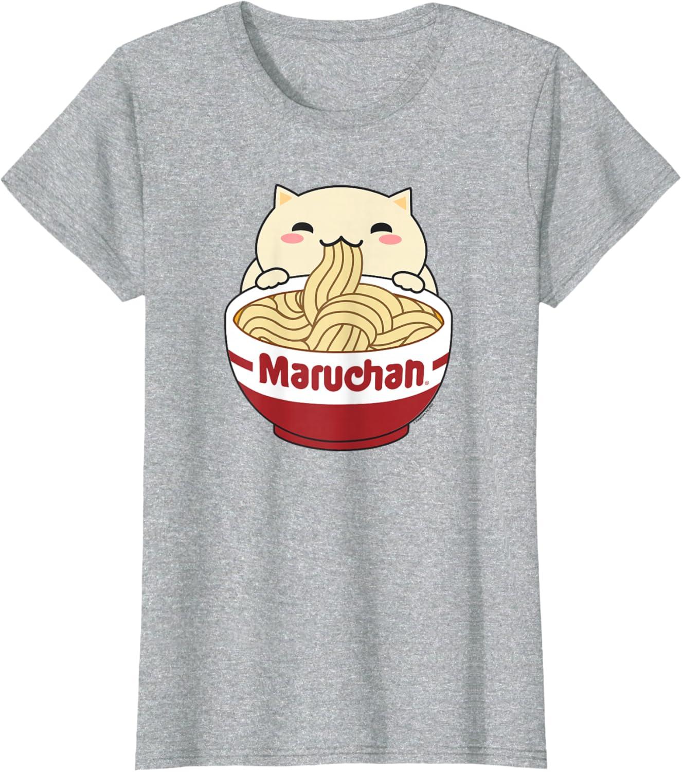 image:imageMaruchan Instant Lunch Cute Cat Ramen Bowl Logo TShirtHeather Grey