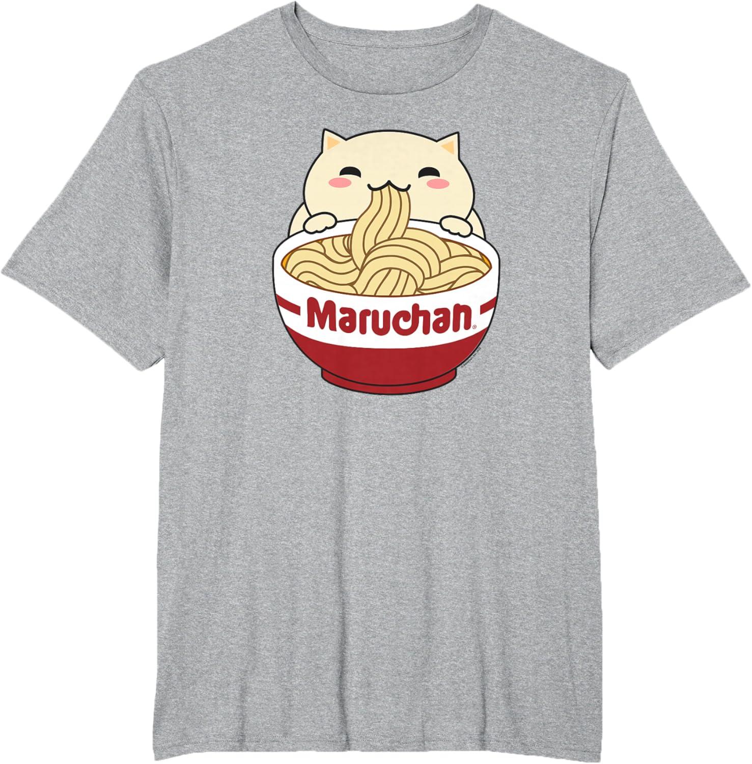 image:imageMaruchan Instant Lunch Cute Cat Ramen Bowl Logo TShirtHeather Grey
