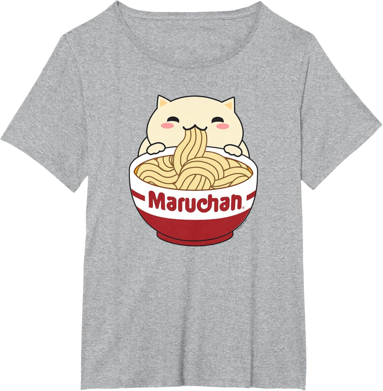 image:imageMaruchan Instant Lunch Cute Cat Ramen Bowl Logo TShirtHeather Grey