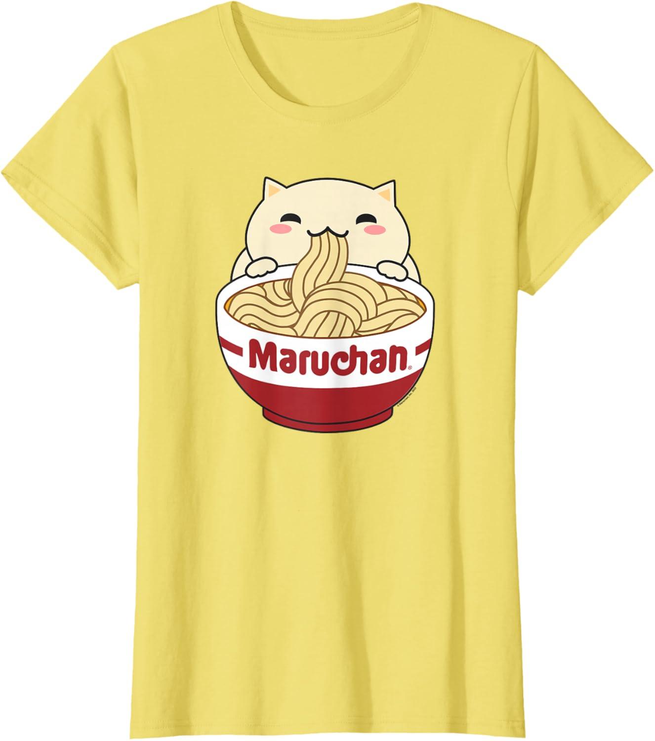 image:imageMaruchan Instant Lunch Cute Cat Ramen Bowl Logo TShirtLemon Yellow