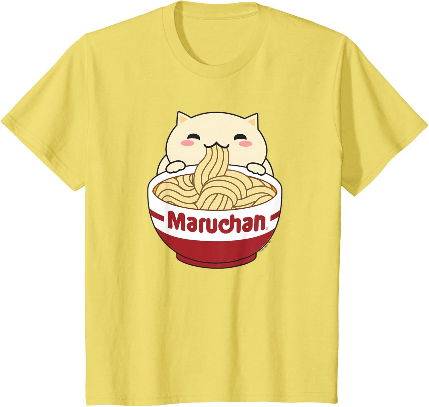 image:imageMaruchan Instant Lunch Cute Cat Ramen Bowl Logo TShirtLemon Yellow