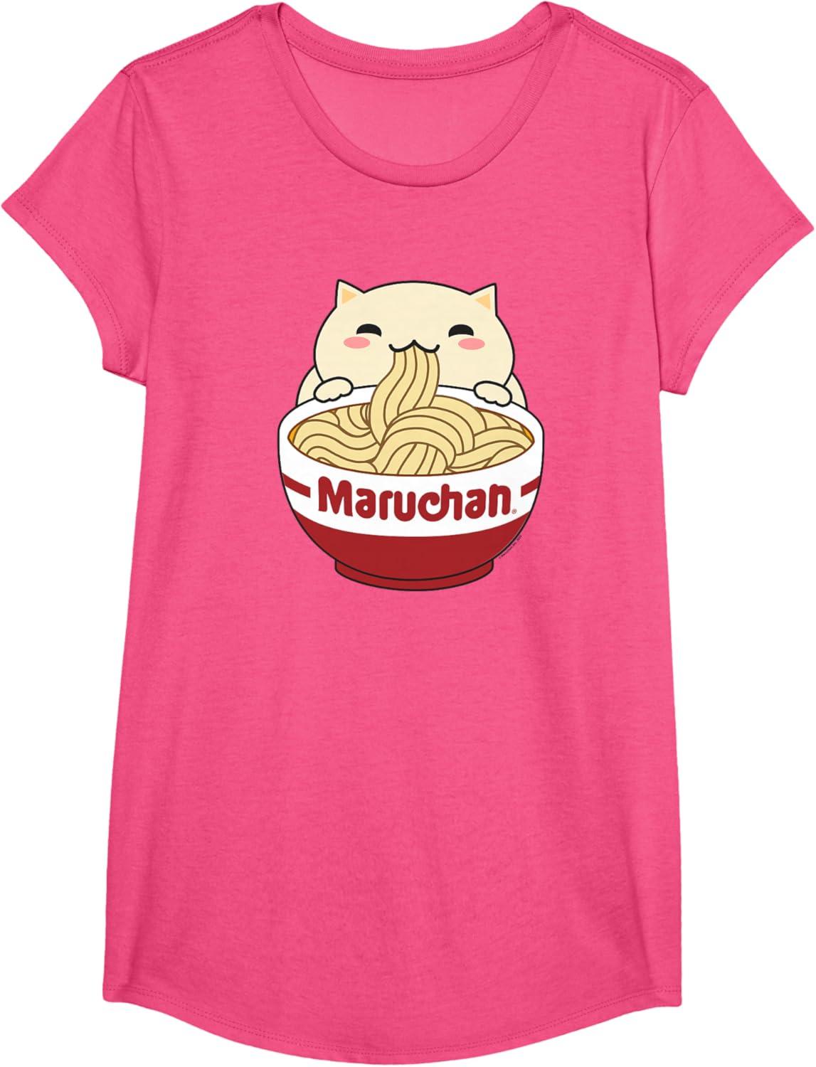 image:imageMaruchan Instant Lunch Cute Cat Ramen Bowl Logo TShirtPink Heather