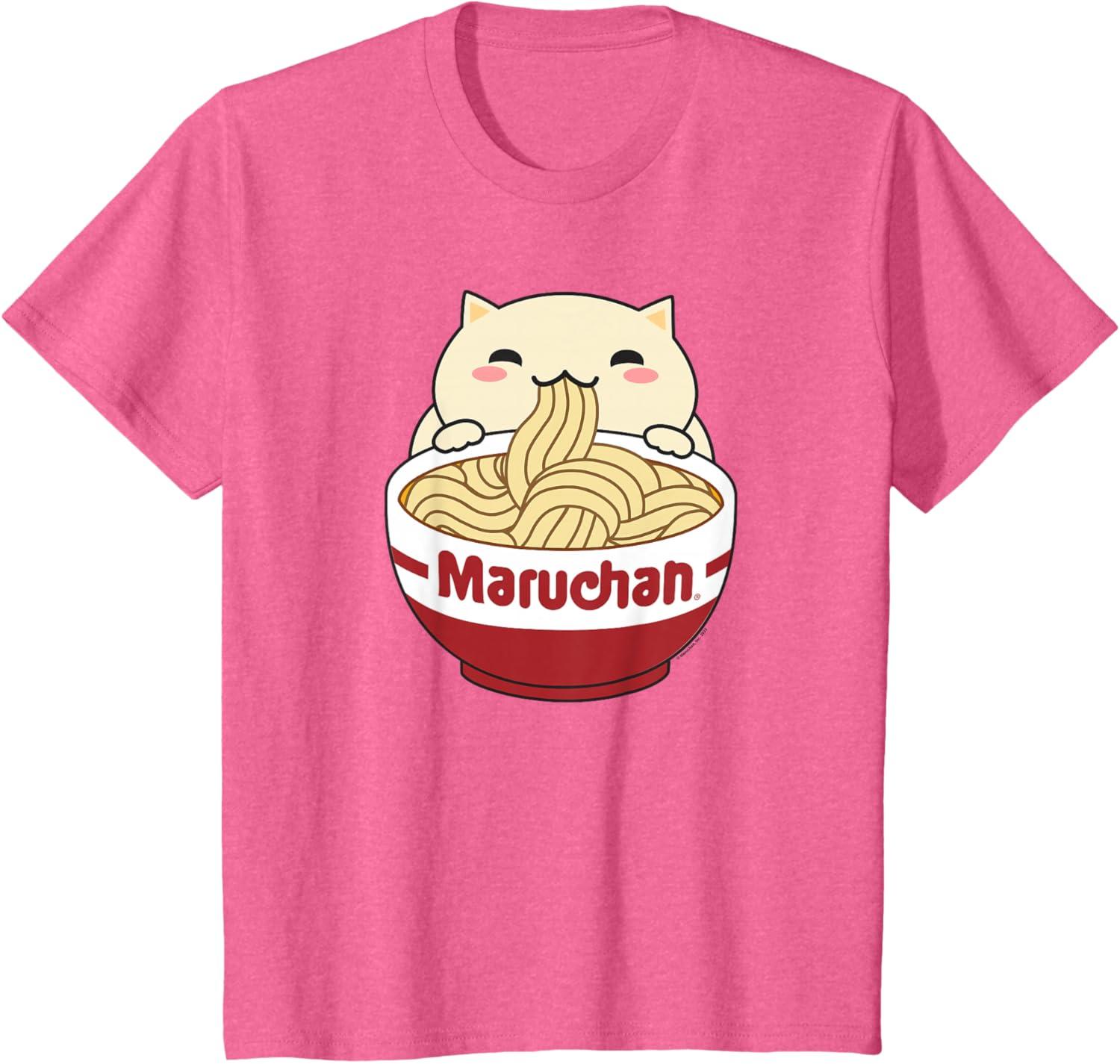image:imageMaruchan Instant Lunch Cute Cat Ramen Bowl Logo TShirtPink Heather