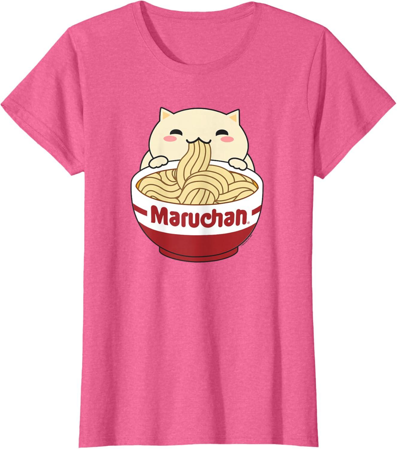image:imageMaruchan Instant Lunch Cute Cat Ramen Bowl Logo TShirtPink Heather